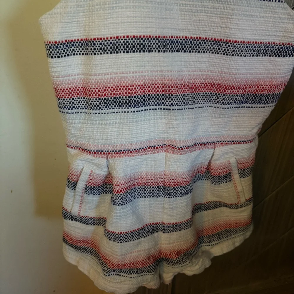 Janie & Jack Girls Cotton Tweed Romper, Size Kids 8, White, Red, Pink, Blue